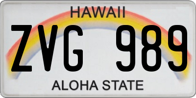 HI license plate ZVG989