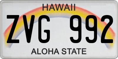 HI license plate ZVG992