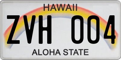 HI license plate ZVH004