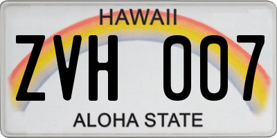 HI license plate ZVH007