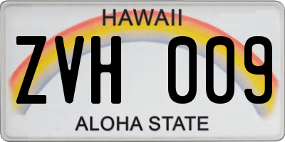 HI license plate ZVH009
