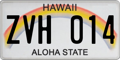 HI license plate ZVH014