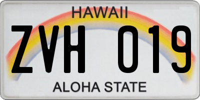 HI license plate ZVH019