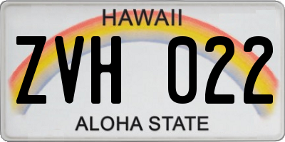 HI license plate ZVH022