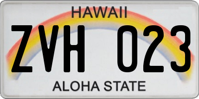 HI license plate ZVH023