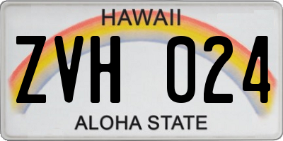 HI license plate ZVH024