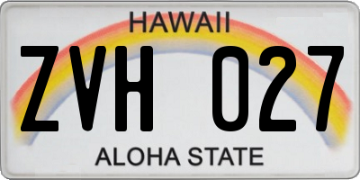 HI license plate ZVH027