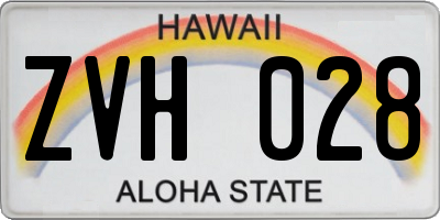 HI license plate ZVH028