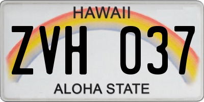 HI license plate ZVH037
