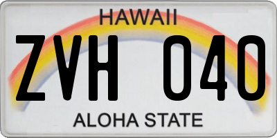 HI license plate ZVH040