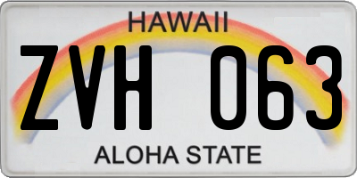 HI license plate ZVH063