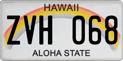 HI license plate ZVH068