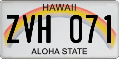 HI license plate ZVH071