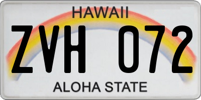 HI license plate ZVH072