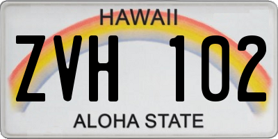HI license plate ZVH102