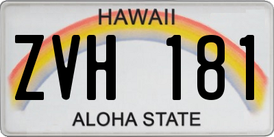HI license plate ZVH181