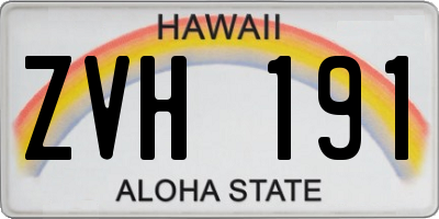 HI license plate ZVH191