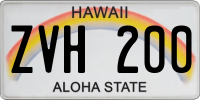 HI license plate ZVH200