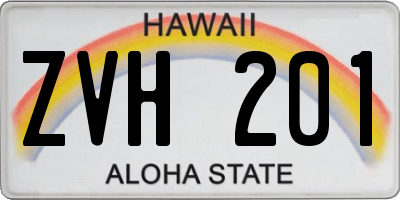 HI license plate ZVH201
