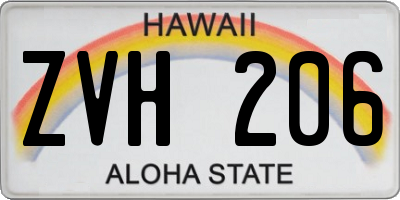 HI license plate ZVH206