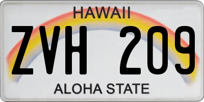 HI license plate ZVH209
