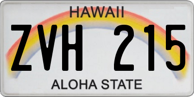 HI license plate ZVH215