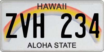 HI license plate ZVH234