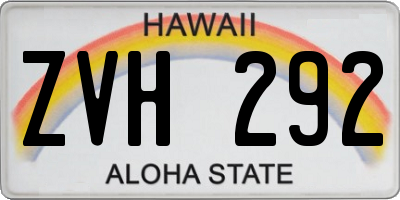HI license plate ZVH292