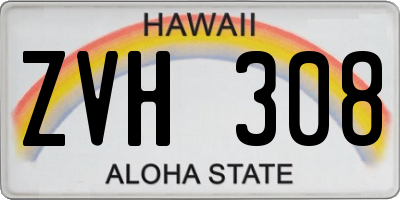 HI license plate ZVH308