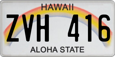 HI license plate ZVH416