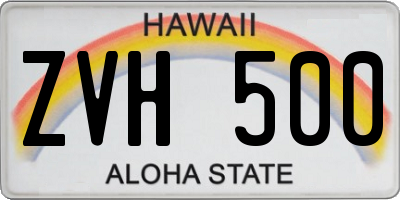 HI license plate ZVH500