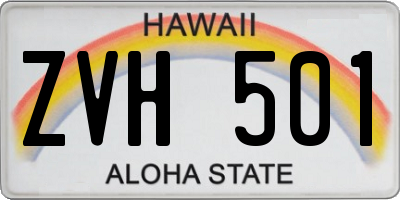 HI license plate ZVH501