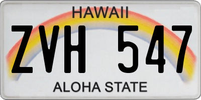 HI license plate ZVH547