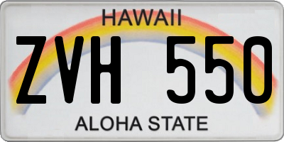 HI license plate ZVH550