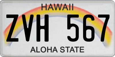HI license plate ZVH567