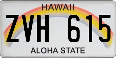 HI license plate ZVH615