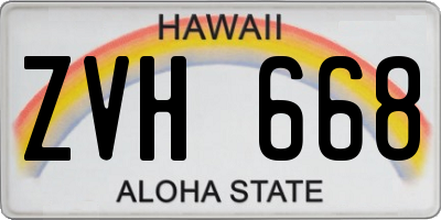 HI license plate ZVH668