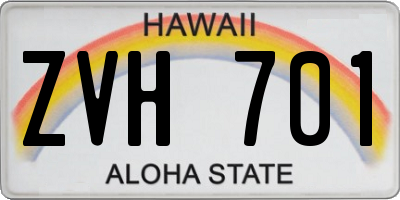 HI license plate ZVH701