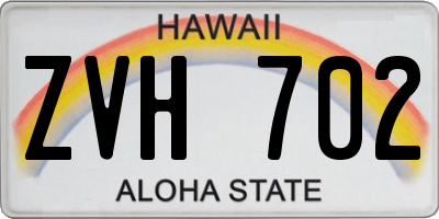 HI license plate ZVH702