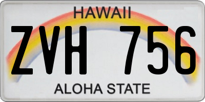 HI license plate ZVH756