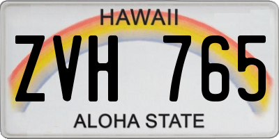 HI license plate ZVH765