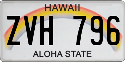 HI license plate ZVH796