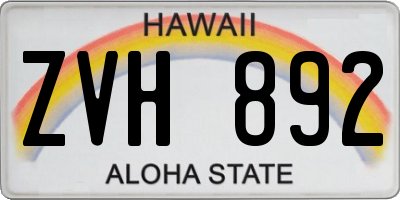 HI license plate ZVH892