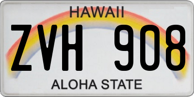 HI license plate ZVH908
