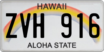 HI license plate ZVH916
