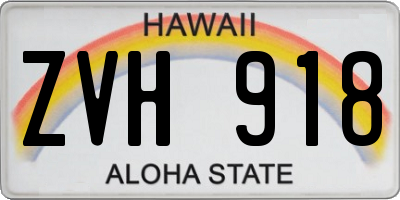 HI license plate ZVH918