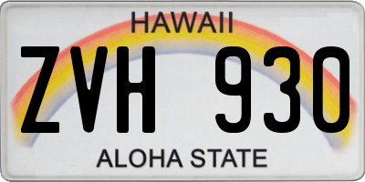 HI license plate ZVH930