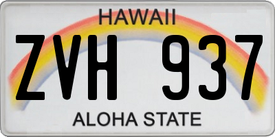 HI license plate ZVH937