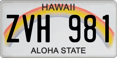 HI license plate ZVH981