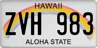 HI license plate ZVH983